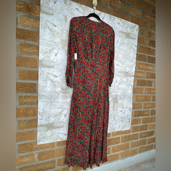 RIXO London Women's Red Katie Paisley Crepe Midi Dress size UK XL USA size 12 - Picture 17 of 17